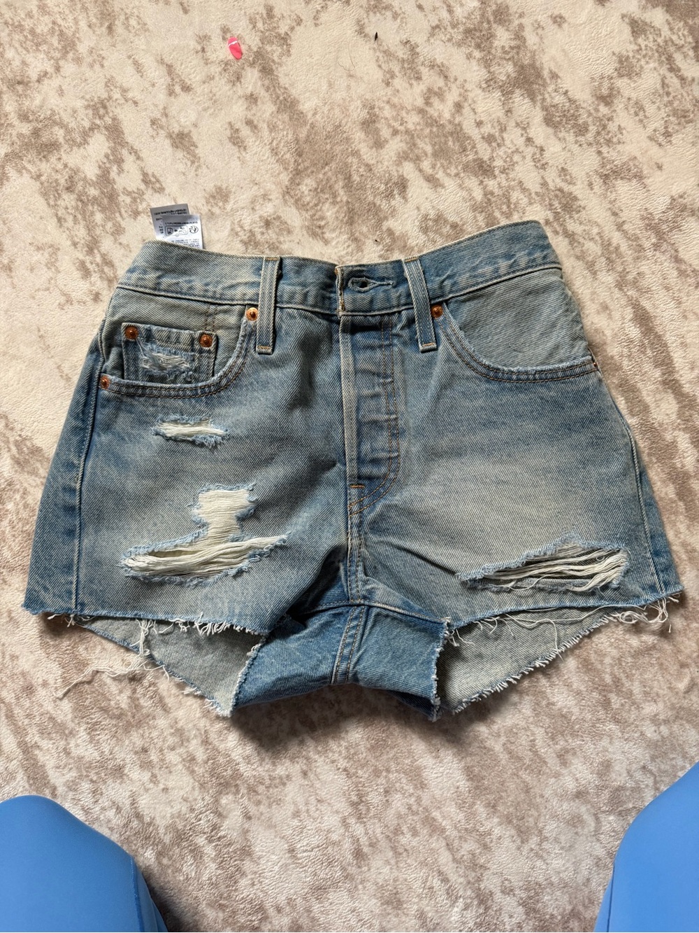 Levi's Light Blue Distressed Denim Cutoff Shorts